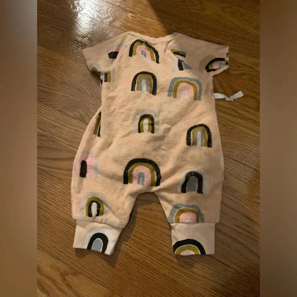 Spearmint Love Pink Rainbow Terrycloth Romper 3 Months - Picture 5 of 5